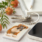 Boxerwelpe auf Elfenbeincremehintergrund Schlüsselanhänger (Vorderseite rechts)