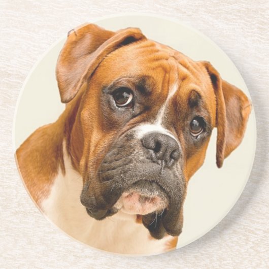 Boxerwelpe auf Elfenbeincremehintergrund Untersetzer (Vorne)