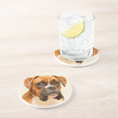 Boxerwelpe auf Elfenbeincremehintergrund Untersetzer (Seite)