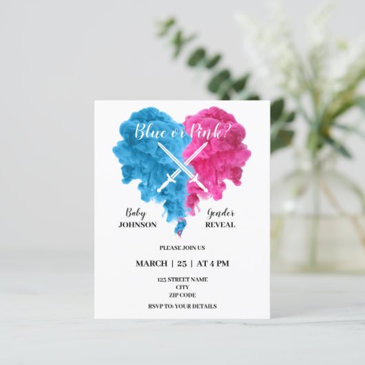 Boxgeschlecht enthüllt Party Einladungen (Stehend Vorderseite)