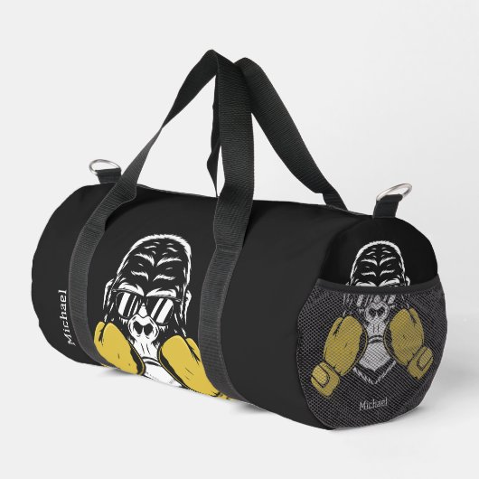 Boxgorilla in Handschuhen, Retroname oder eigener Duffle Bag (Rechte Ecke)