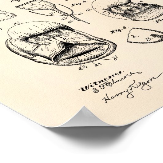 Boxhandschuh 1896 Patentkunst - Alter Peper Poster (Ecke)