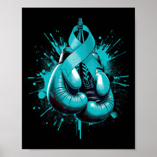 Boxhandschuh Aquamarine Schleife Kampf gegen Gebär Poster