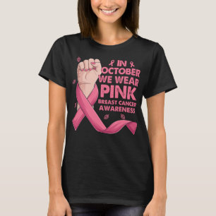 Boxhandschuh im Oktober tragen wir rosa Brustkrebs T-Shirt