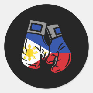 Boxhandschuh mit der Flagge der Philippinen Runder Aufkleber