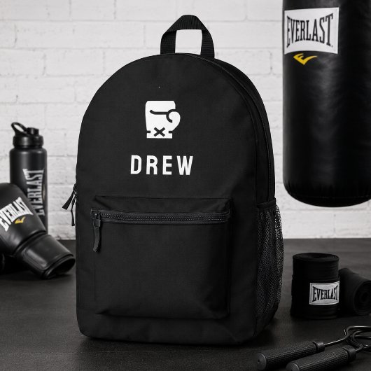 Boxhandschuh Moderner Schwarzer Name Boxer Bedruckter Rucksack