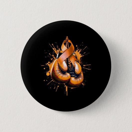 Boxhandschuh Orange Ribbon Multiple Sklerose Awar Button (Vorderseite)