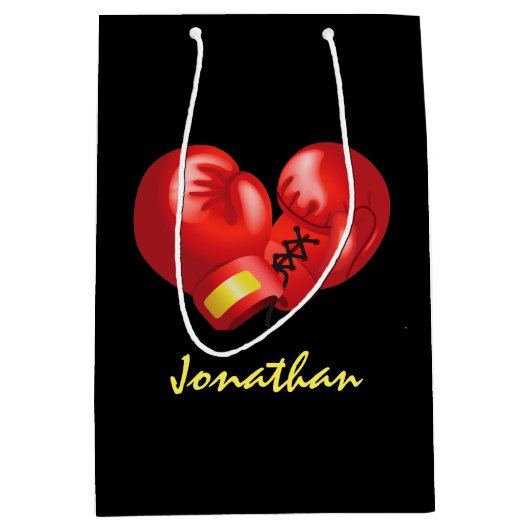 Boxhandschuhe Design Geschenktasche Mittlere Geschenktüte (Vorderseite)