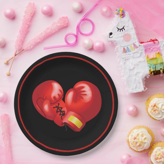 Boxhandschuhe Design Paper Party Plate Pappteller (Party)