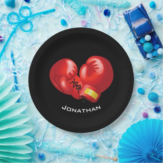 Boxhandschuhe Design Paper Party Plate Pappteller (Party)