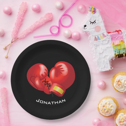 Boxhandschuhe Design Paper Party Plate Pappteller (Party)