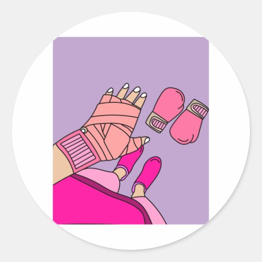 Boxhandschuhe für Frauen Runder Aufkleber (Vorderseite)
