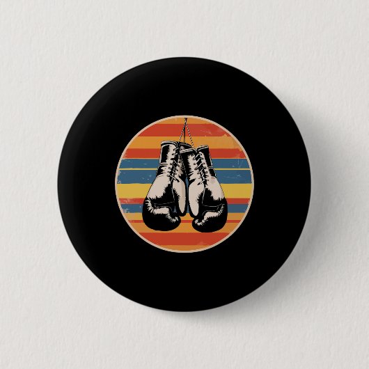 Boxhandschuhe Kickboxen Boxfan Retro Boxer  Button (Vorderseite)
