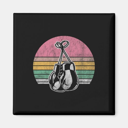 Boxhandschuhe Retrostil Vintage Sonnenuntergangsfa Magnet (Vorne)