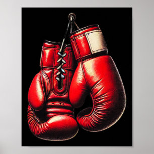 Boxhandschuhe Rot Boxen Sport Boxer Kickboxen Poster