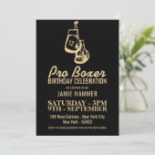 Boxhandschuhe Silhouette Geburtstagsparty Einladung (Stehend Vorderseite)