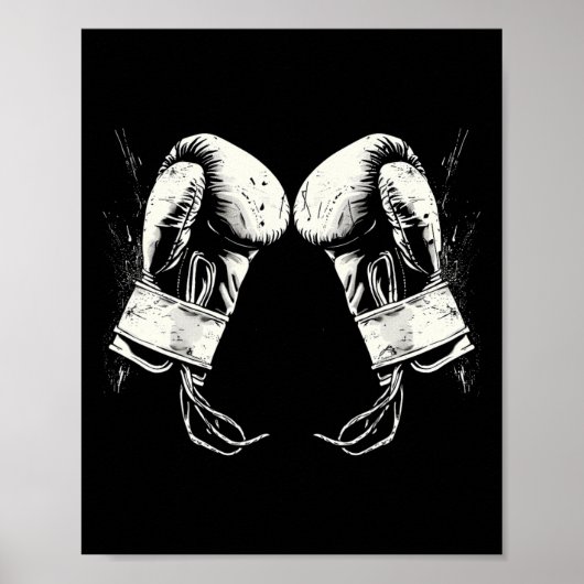 Boxhandschuhe Silhouette Poster (Vorne)