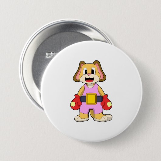 Boxhund mit Boxhandschuhen Button (Vorne & Hinten)