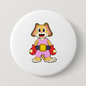 Boxhund mit Boxhandschuhen Button (Vorderseite)