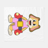 Boxhund mit Boxhandschuhen Fleecedecke (Vorderseite (Horizontal))