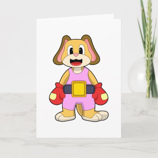 Boxhund mit Boxhandschuhen Karte (Vorderseite)