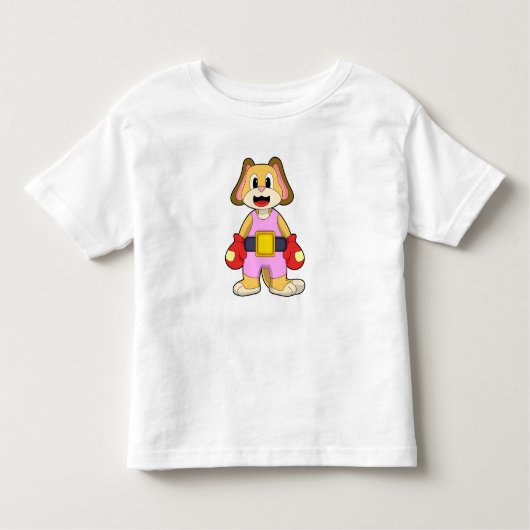 Boxhund mit Boxhandschuhen Kleinkind T-shirt (Vorderseite)
