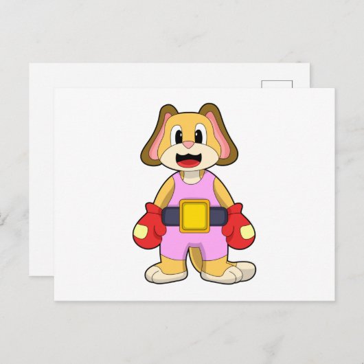 Boxhund mit Boxhandschuhen Postkarte (Vorne/Hinten)