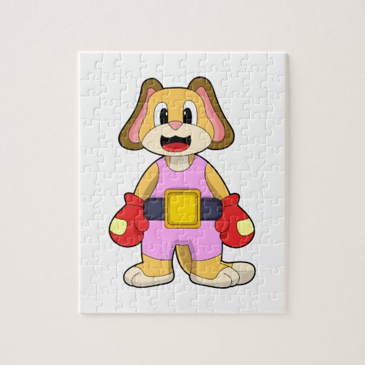 Boxhund mit Boxhandschuhen Puzzle (Vertikal)