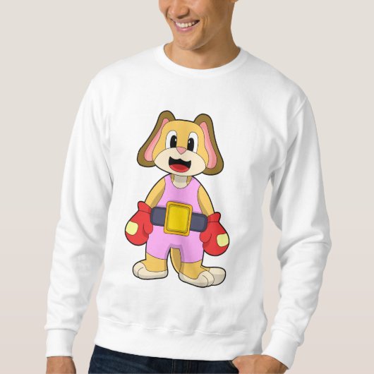 Boxhund mit Boxhandschuhen Sweatshirt (Vorderseite)