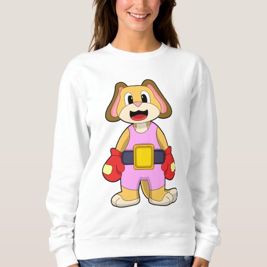 Boxhund mit Boxhandschuhen Sweatshirt (Vorderseite)