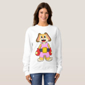 Boxhund mit Boxhandschuhen Sweatshirt (Vorne ganz)