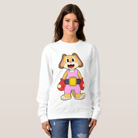 Boxhund mit Boxhandschuhen Sweatshirt (Vorne ganz)