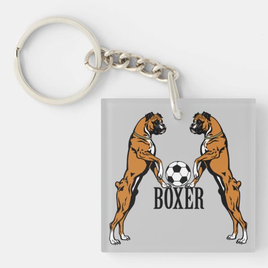Boxhunde mit Fußball Schlüsselanhänger (Vorderseite)