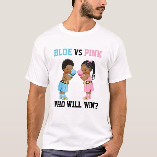 Boxing Babies Boy Girl Gender Reveal Blau oder Ros T-Shirt (Vorderseite)