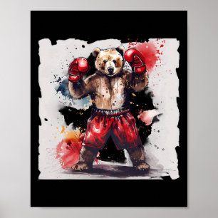 Boxing Bär Liebhaber Boxhandschuhe Kickboxen Lusti Poster