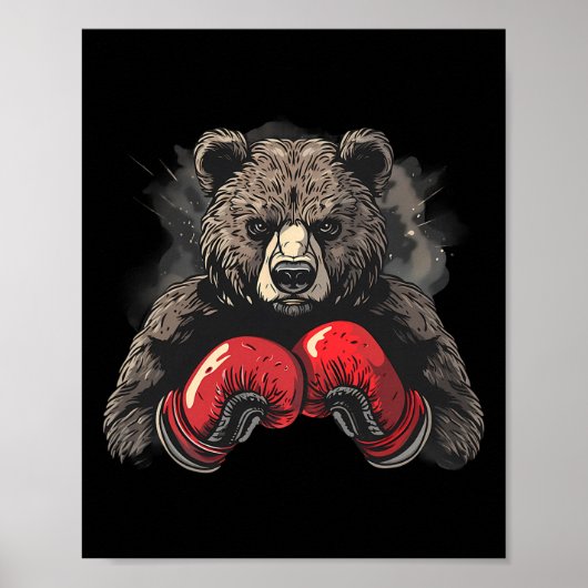 Boxing Bear Lover Boxing Gloves Kickboxing Funny B Poster (Vorne)