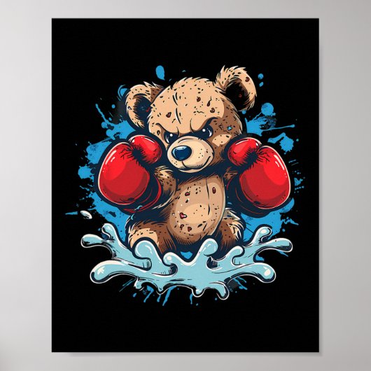 Boxing Bear Lover Boxing Gloves Kickboxing Funny B Poster (Vorne)