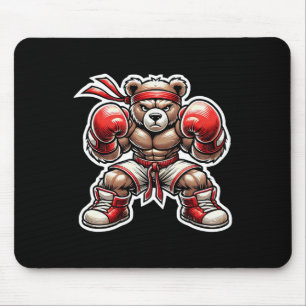 Boxing Bear Martial Arts Street Grizzly Muay Thai Mousepad