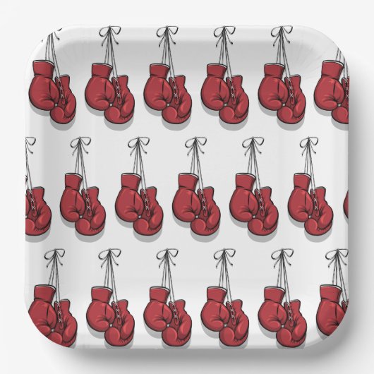 Boxing Birthday Party Red Gloves Pappteller (Vorderseite)