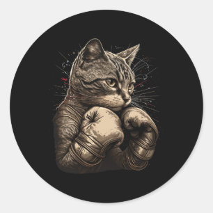 Boxing Boxer Funny Cat Grafik für Männer Frauen G Runder Aufkleber