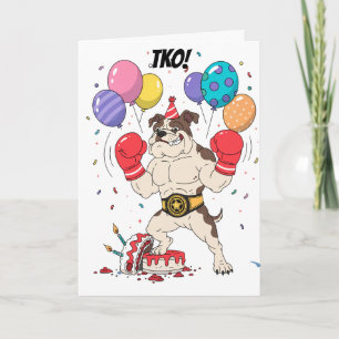 Boxing Bulldog TKO Geburtstags-Knockout-Design Bes Karte