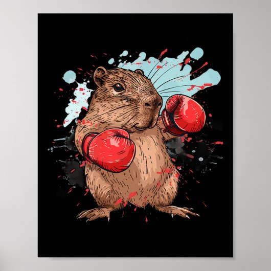 Boxing Capybyra With Boxing Gloves Kickboxing Funn Poster (Vorne)