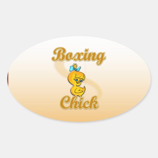 Boxing Chick Ovaler Aufkleber (Vorderseite)