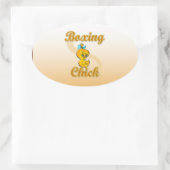 Boxing Chick Ovaler Aufkleber (Tasche)