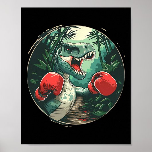 Boxing Dinosaur Boxer Dino Kickboxing T-rex Boxing Poster (Vorne)