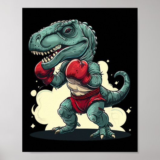 Boxing Dinosaur Boxer Dino Kickboxing T-rex Boxing Poster (Vorne)