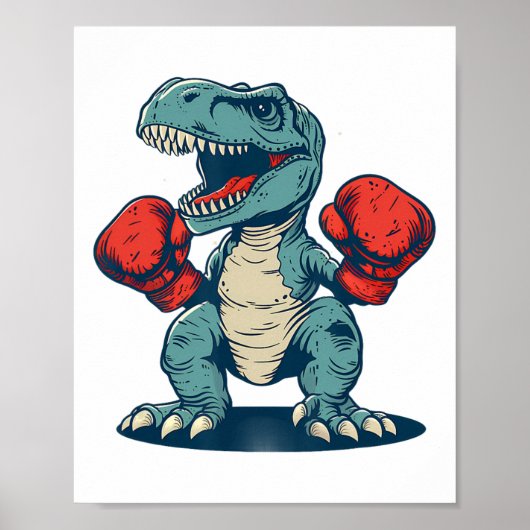 Boxing Dinosaur Boxer Dino Kickboxing T-rex Boxing Poster (Vorne)