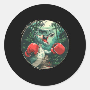 Boxing Dinosaur Boxer Dino Kickboxing T-rex Boxing Runder Aufkleber