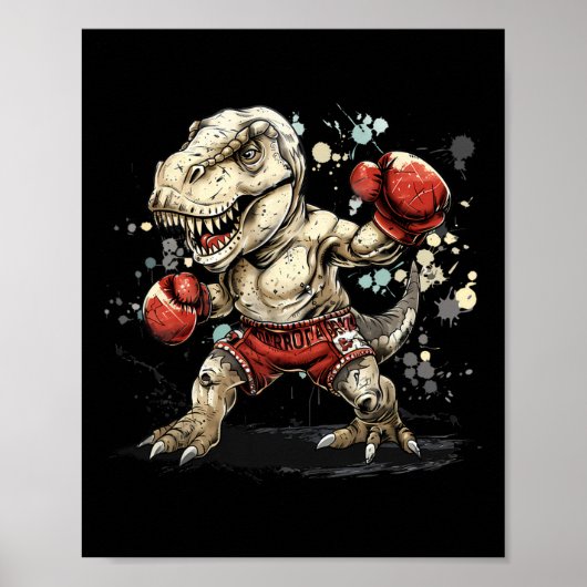 Boxing Dinosaur Boxer T-rex Kickboxing Dino Boxing Poster (Vorne)