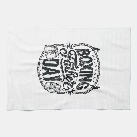 Boxing Father Day Vintage Engraving Shirt Design_1 Geschirrtuch (Horizontal)